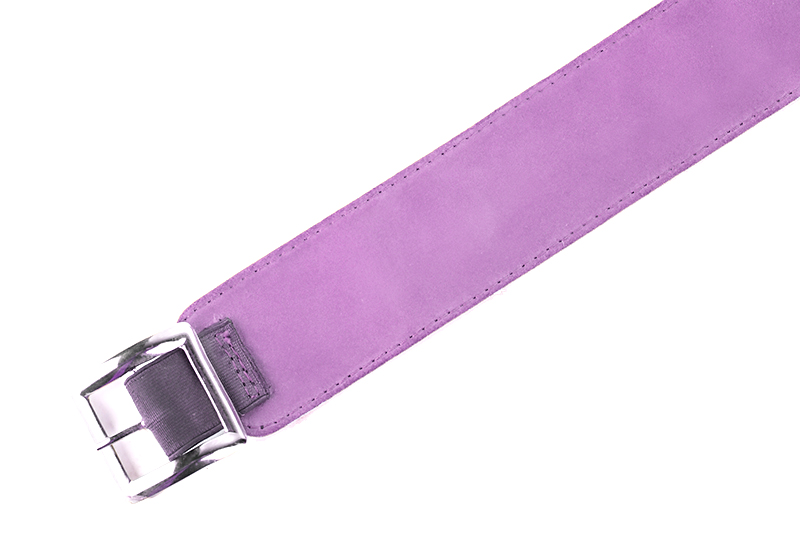 Mauve purple women's calf bracelets, to wear over boots. Profile view - Florence KOOIJMAN
